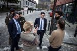 Andy Burnham surrounded by activists Salford 2017